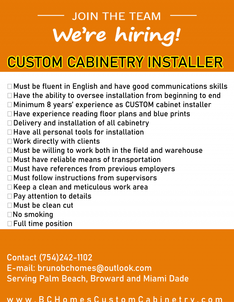 *Custom* Cabinetry Installer