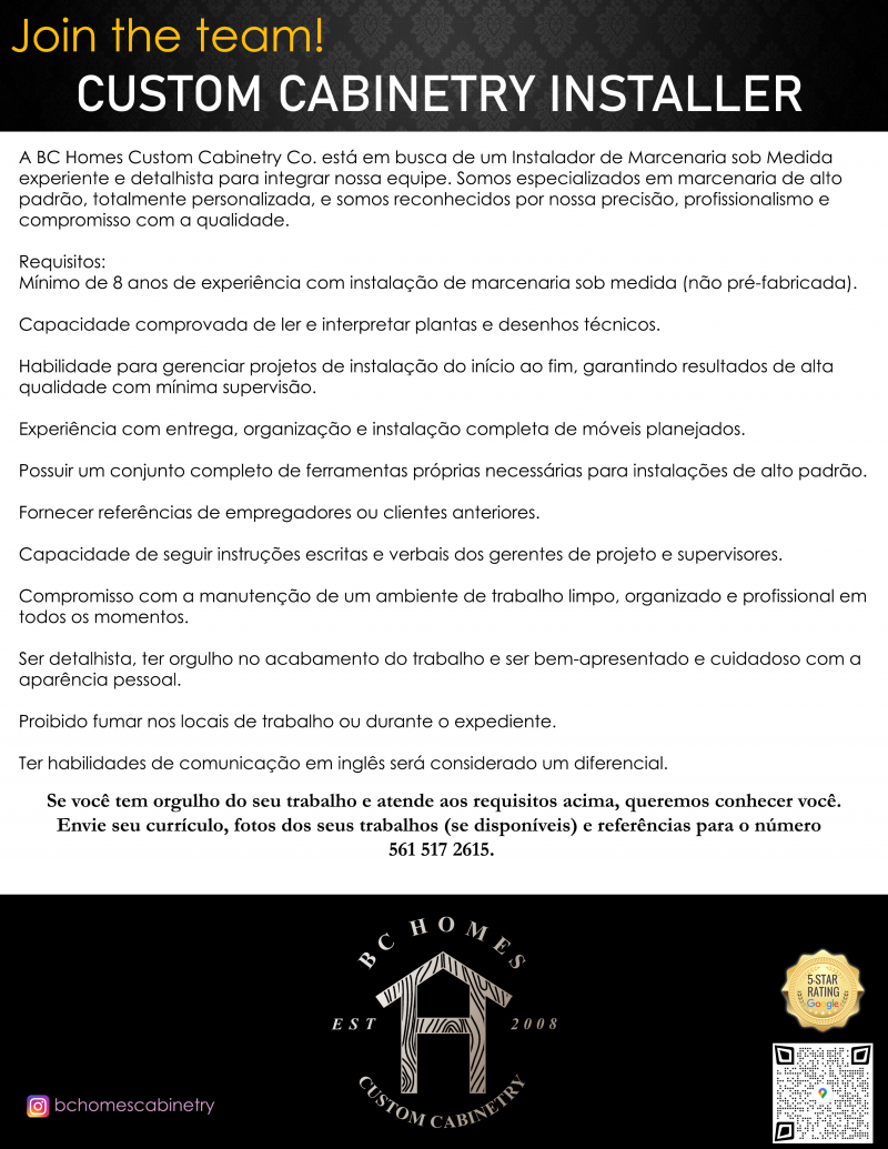 Instalador de marcenaria sob medida.