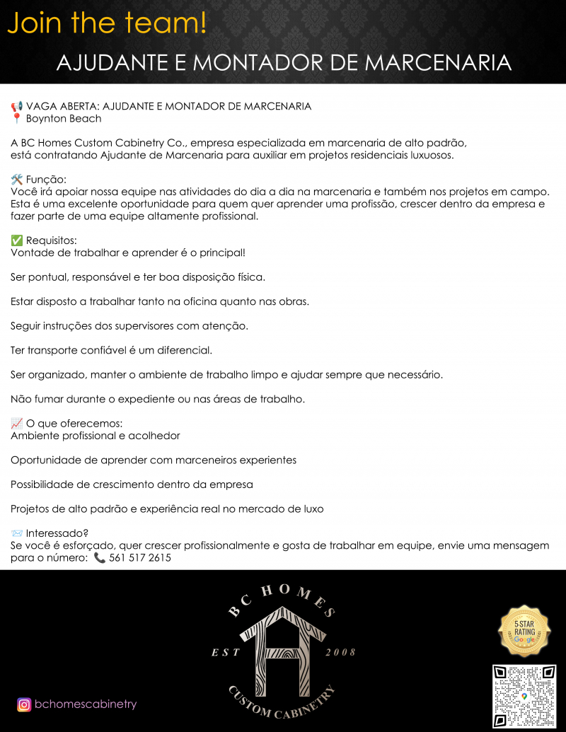 Ajudante de Marcenaria