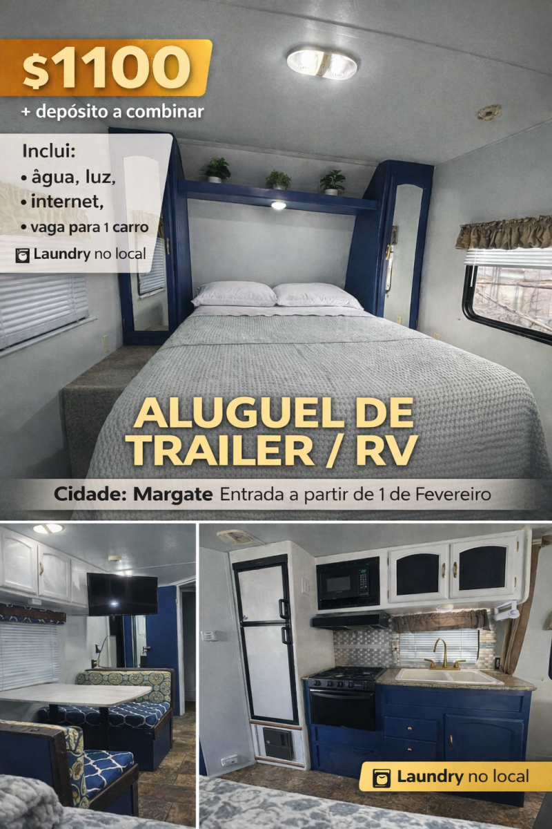 Alugo trailer/RV em Margate com tudo incluso!!!