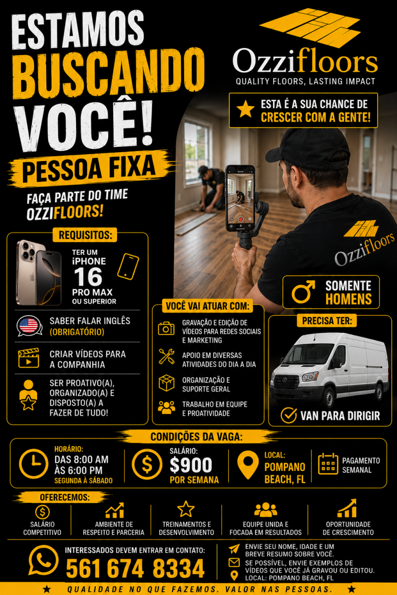 Ozzifloors está contratando Social media e faz tudo