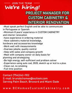 Project Manager Custom Cabinetry Shop