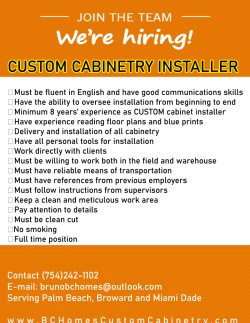 *Custom* Cabinetry Installer