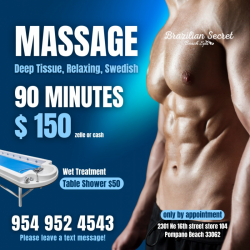 Spa em Pompano Beach Aberto 7 dias/ hora marcada.Oferece Massagem, limpeza de pele,depilação,etc…