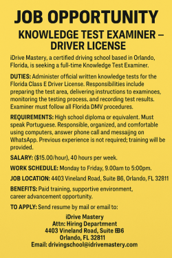 Examiner for Driving School