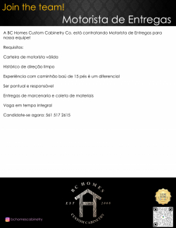Motorista de Entregas para marcenaria. 
